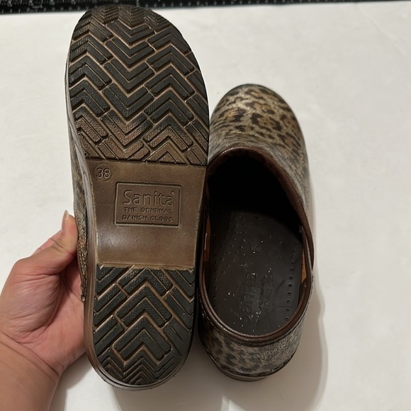 SANITA Clogs Closed Back Professional Metallic Animal Cheetah Print 38 - Picture 5 of 6